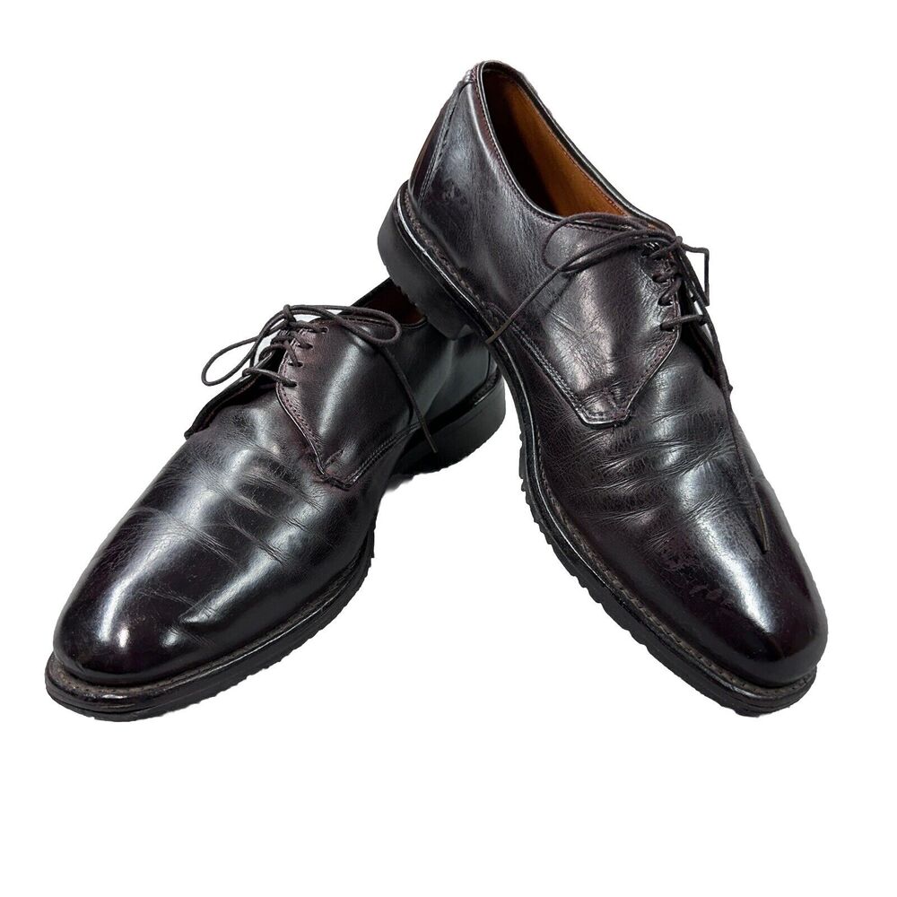 Allen Edmonds Joplin 2942 Mens 8 Dark Brown Leather Lace Up Square Toe Shoes